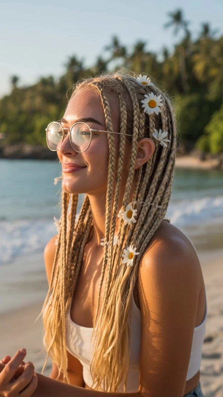 quick summer easy hairstyle 2026 Playful micro braids with beach energy
