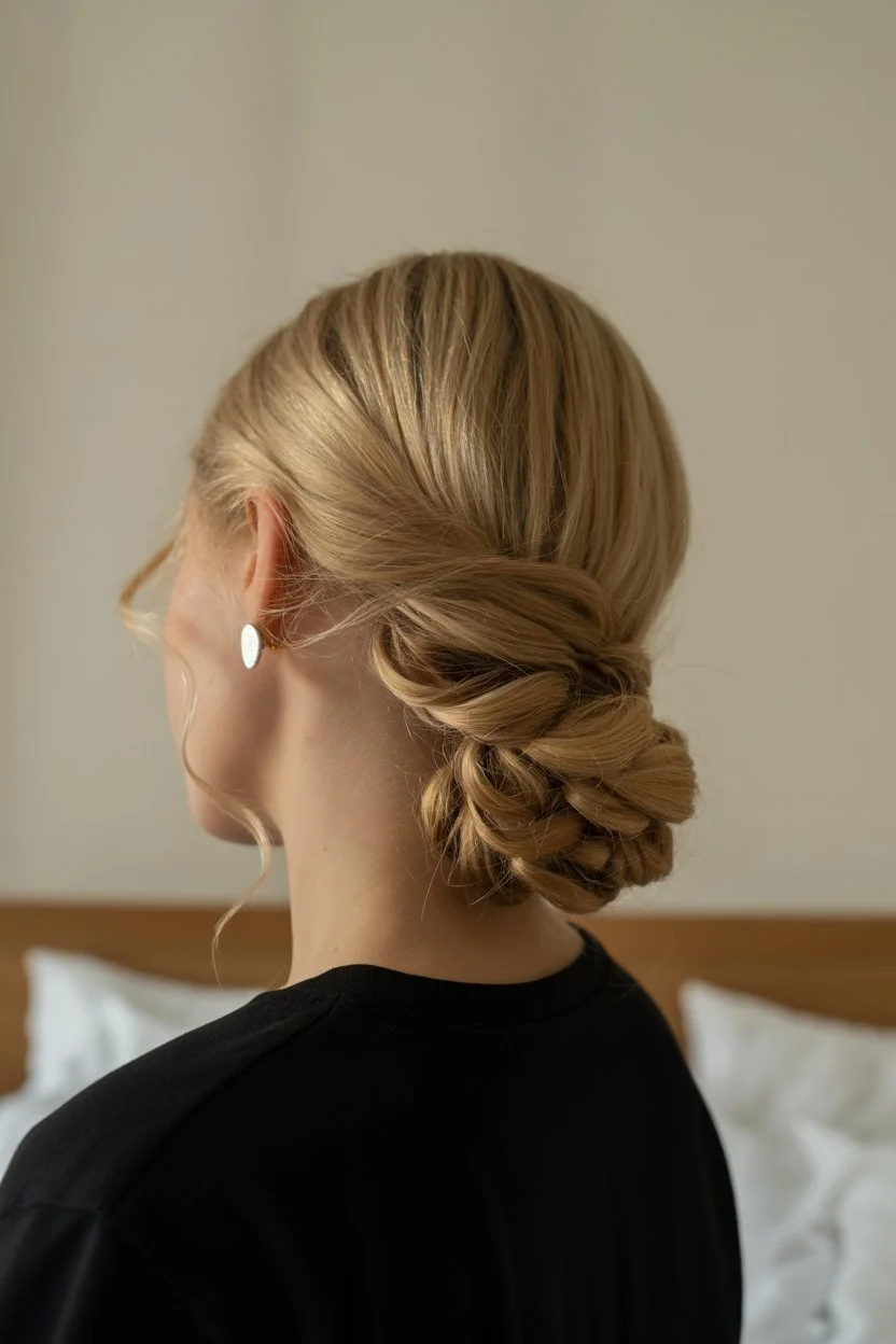 quick summer easy hairstyle 2026 Effortless low braided bun elegance