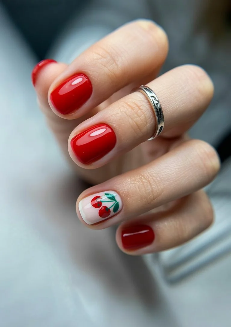 short gel nails summer 2026 Cherry Pop Summer Mood