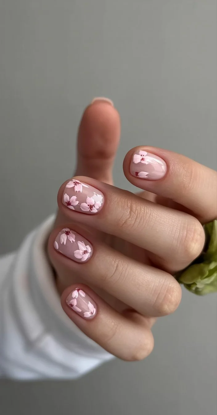 short gel nails summer 2026 Soft Blossom Nails For Slow Summer Days