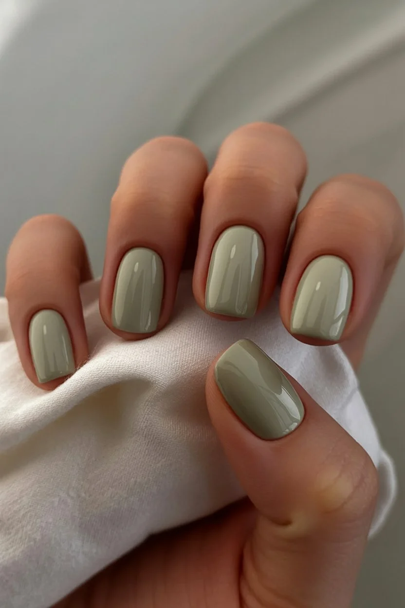 short summer nails 2026 Soft Sage Nails For Minimal Summer Moods