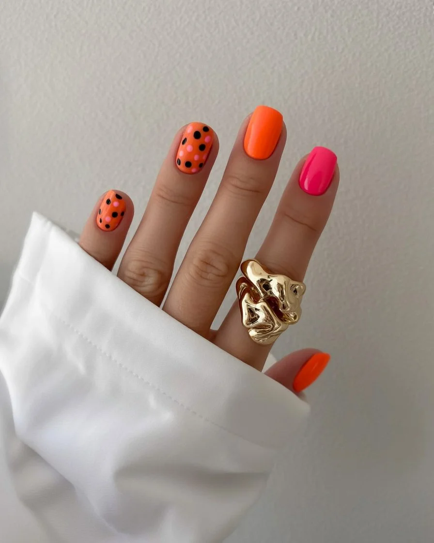 short summer nails 2026 Neon Vacation Mood With A Twist