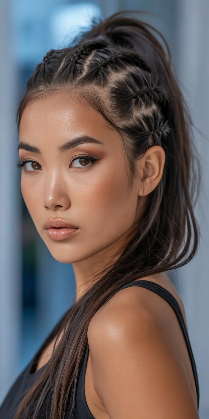 sleek summer ponytail hairstyle 2026 braided crown sleek ponytail energy