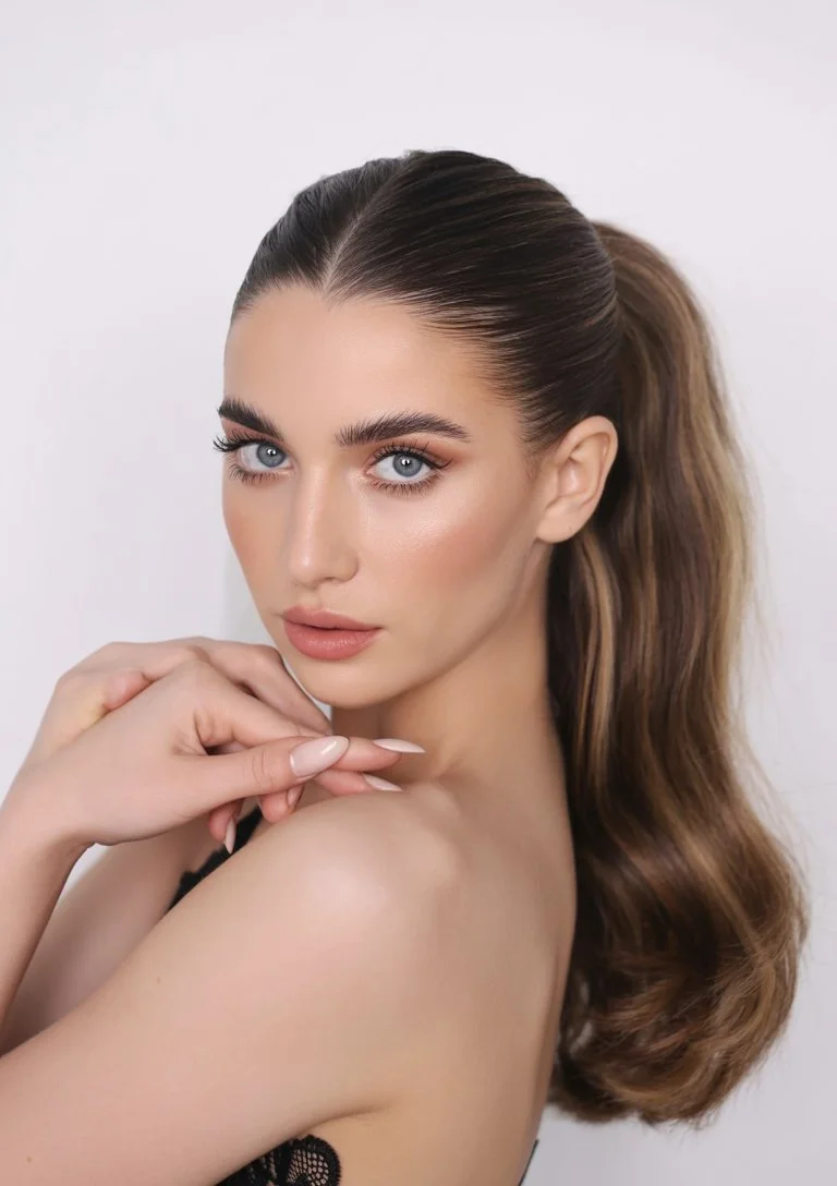 sleek summer ponytail hairstyle 2026 classic polished high ponytail with soft volume