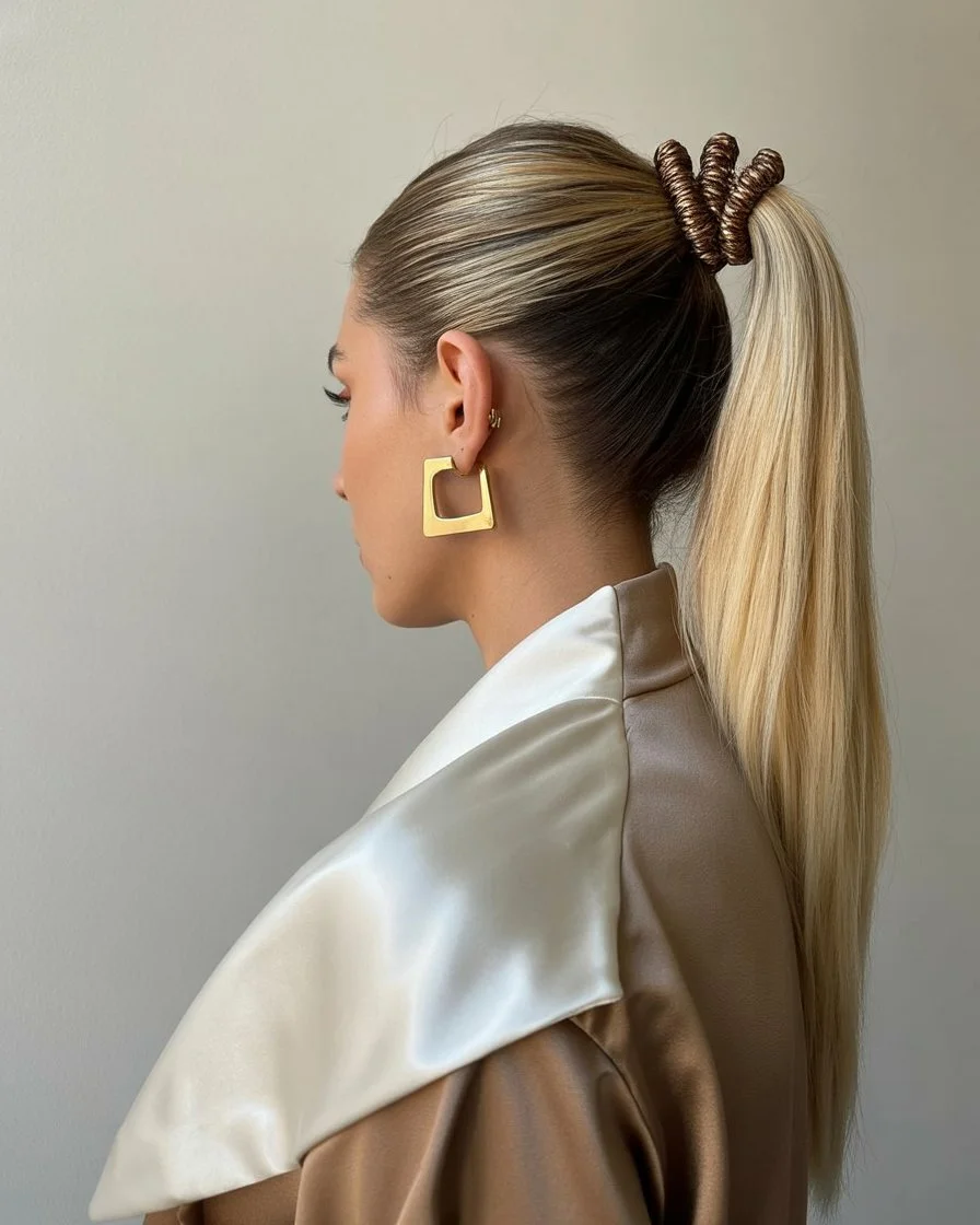 sleek summer ponytail hairstyle 2026 statement wrapped ponytail with sculptural detail