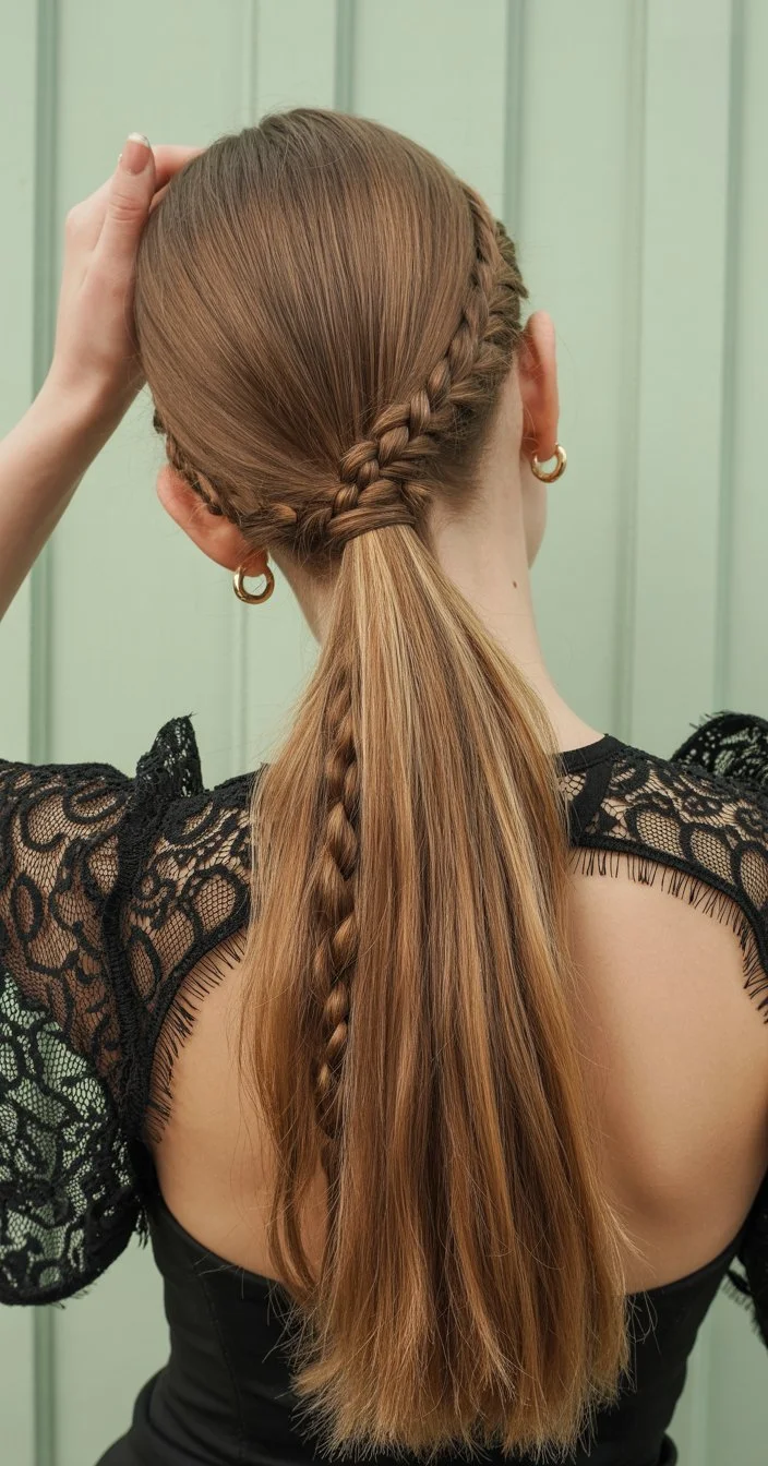 sleek summer ponytail hairstyle 2026 sleek braided back ponytail with hidden detail