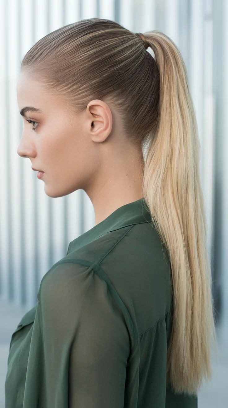 sleek summer ponytail hairstyle 2026 precision sleek ponytail with glass finish