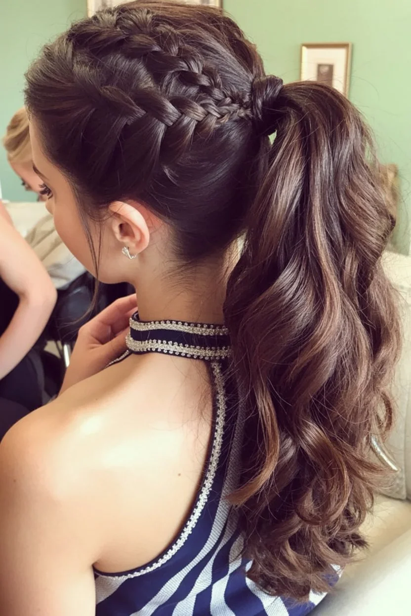 sleek summer ponytail hairstyle 2026 romantic braided ponytail with volume