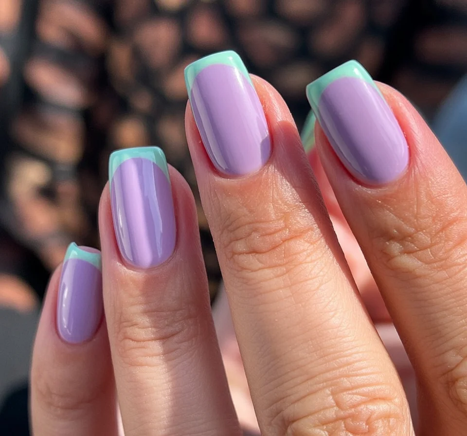 summer acrylic nails 2026 Lavender And Mint French Tips For Soft Girl Summer