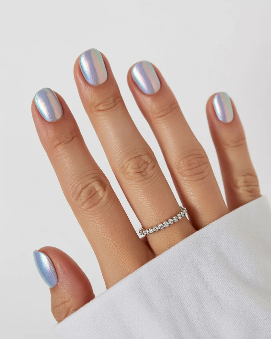 summer acrylic nails 2026 Iridescent Pearl Nails For Dreamy Summer Nights