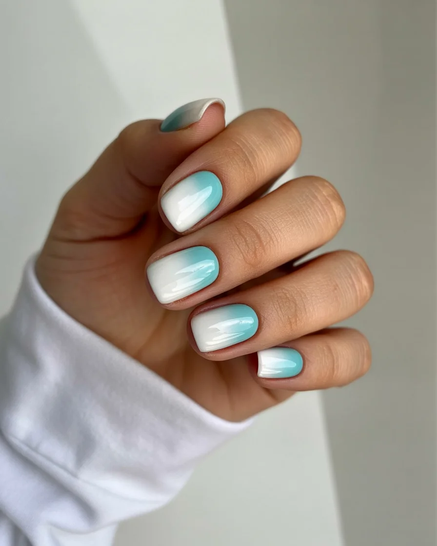 summer acrylic nails 2026 Mint Ombre Nails That Feel Like A Fresh Summer Morning
