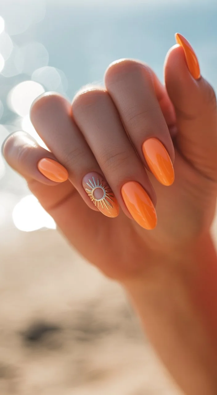 summer beach nails 2026 Sunset Orange Nails for Endless Golden Hour Moments