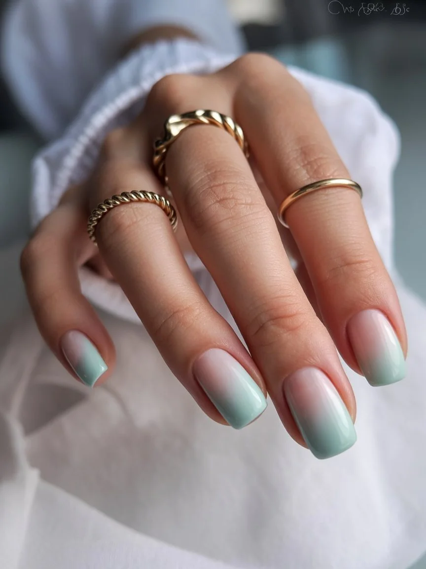 summer dip nails 2026 Mint Milk Ombre For Quiet Summer Days