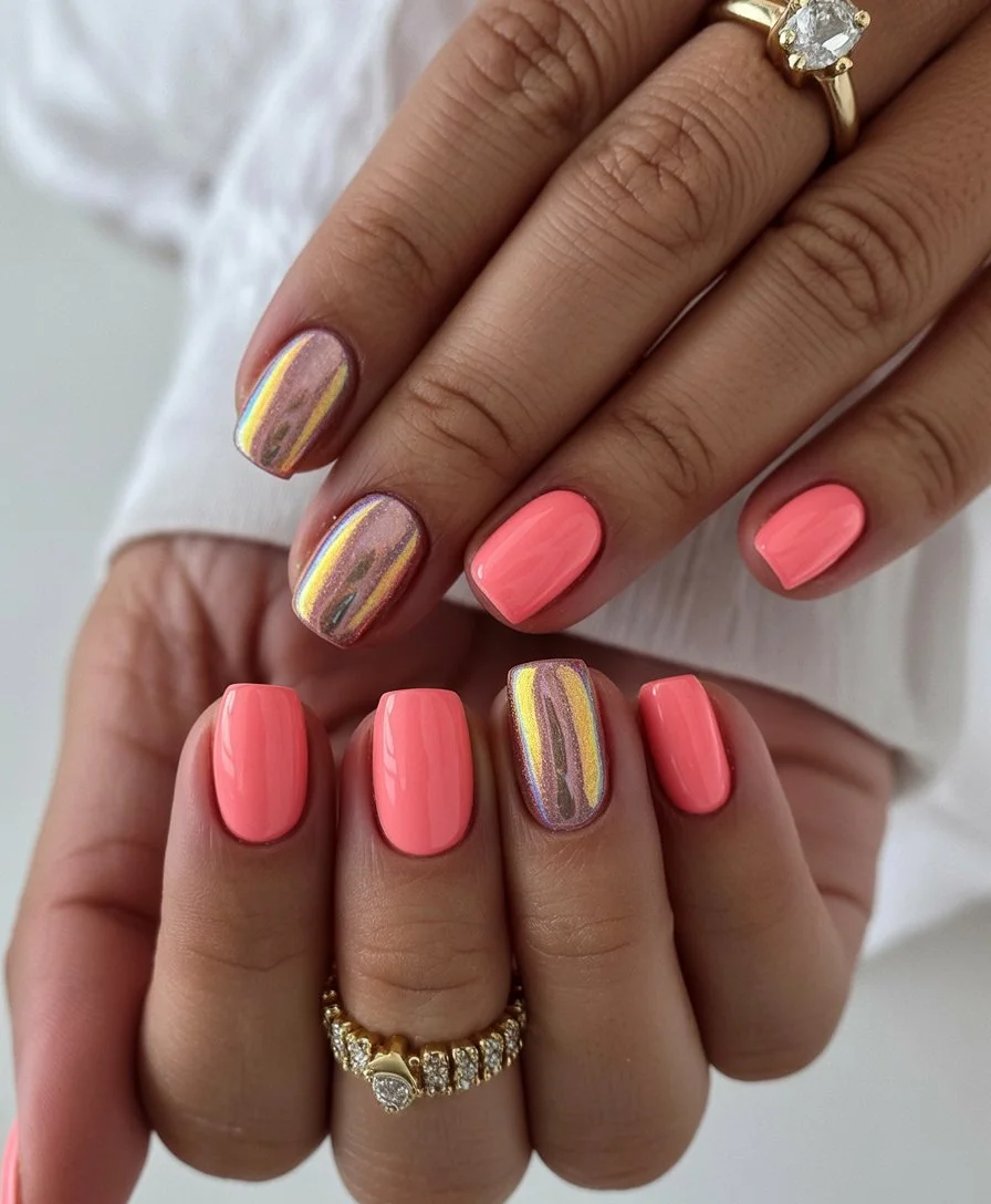summer dip nails 2026 Pink Chrome Energy That Feels Made For Sunset Season