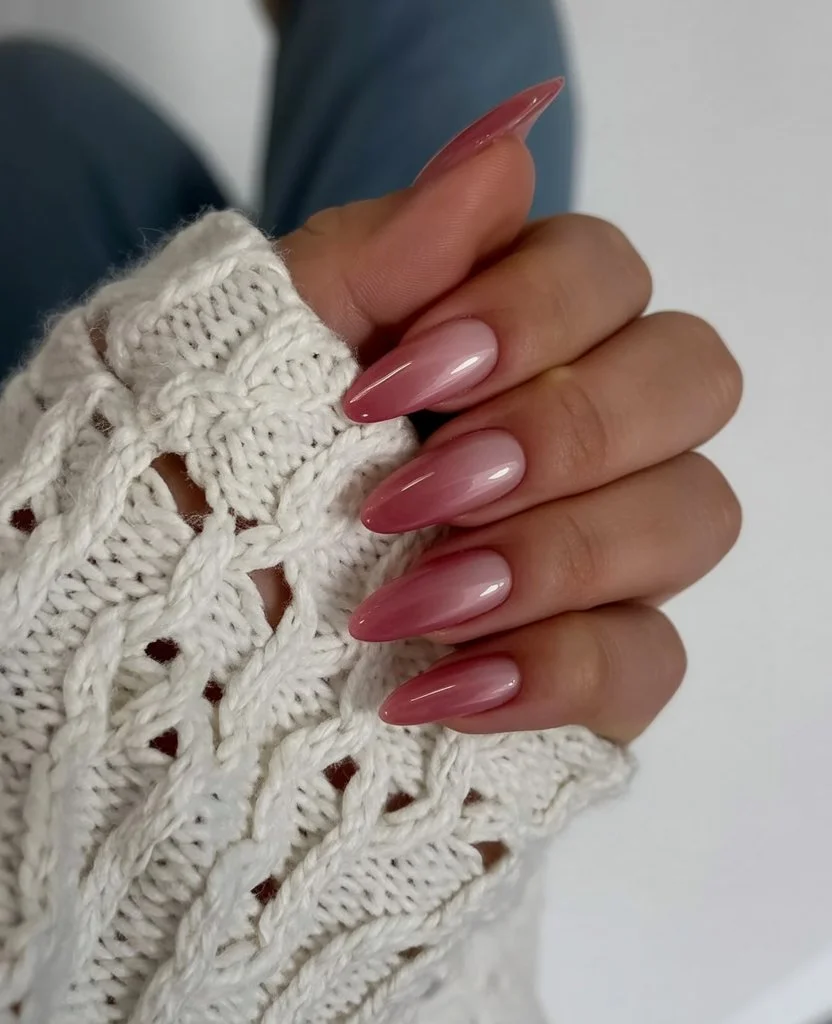 summer dip nails 2026 Glossy Rose Ombre For Soft Summer Evenings