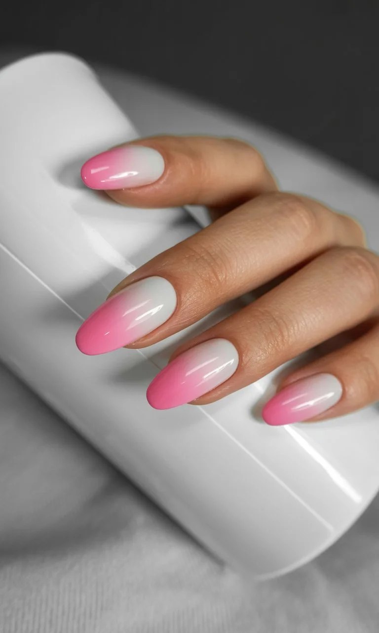 summer dip nails 2026 Pink Fade Nails With Sweet Summer Glow