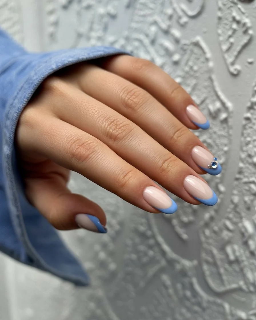 Summer French nails ideas 2026 Powder Blue French Tips With Quiet Luxury Vibes