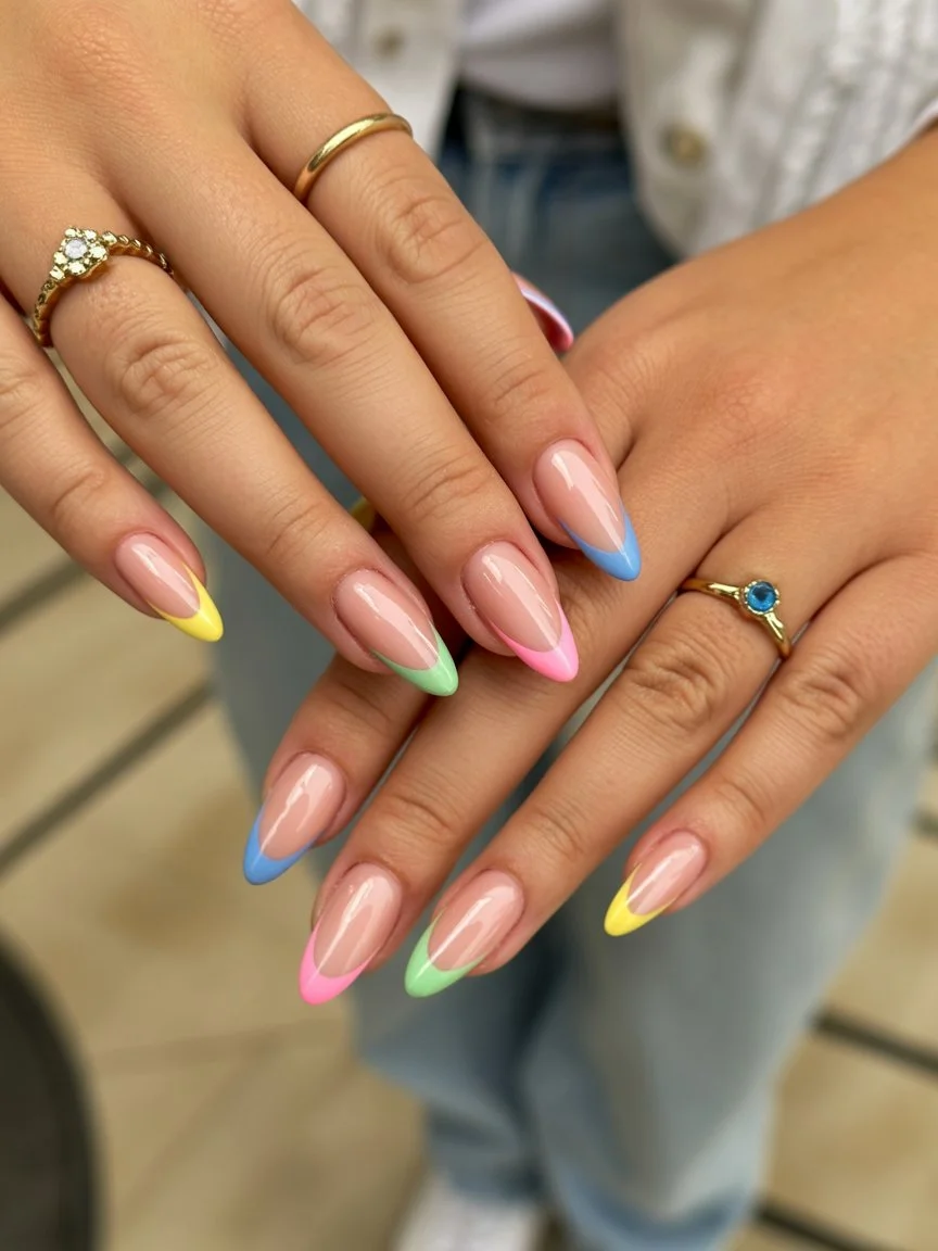 Summer French nails ideas 2026 Rainbow French Tips For Colorful Summer Days