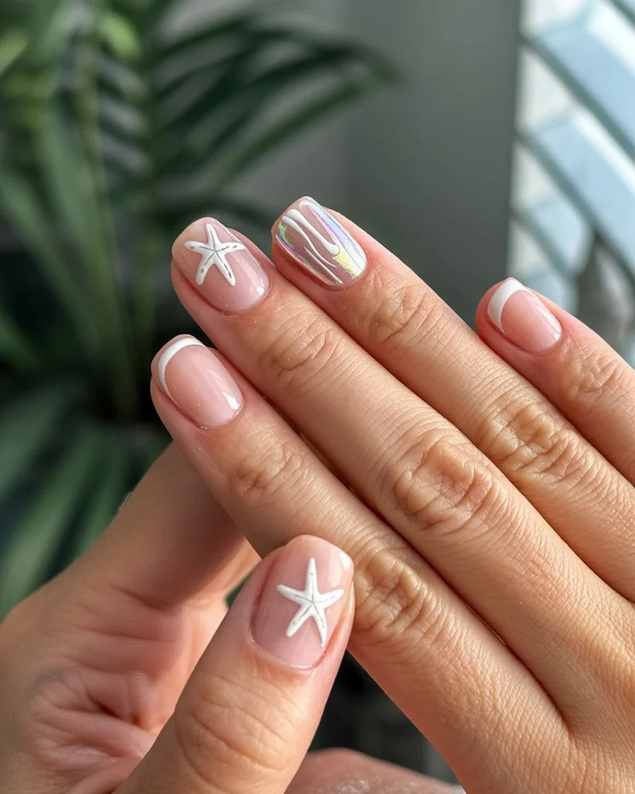 Summer French nails ideas 2026 Seashell French Nails With Coastal Summer Mood