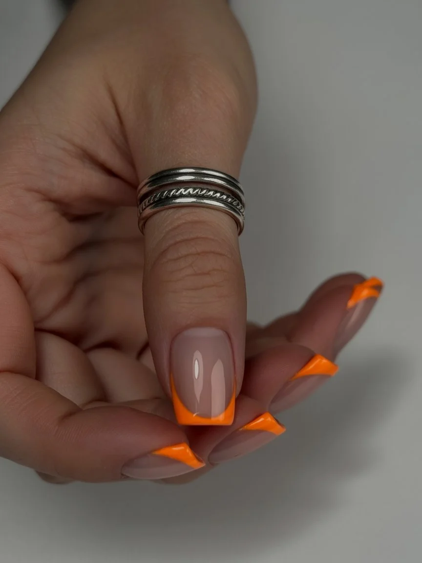 summer french tip nails 2026 Bright Orange French Tips With Sunset Energy