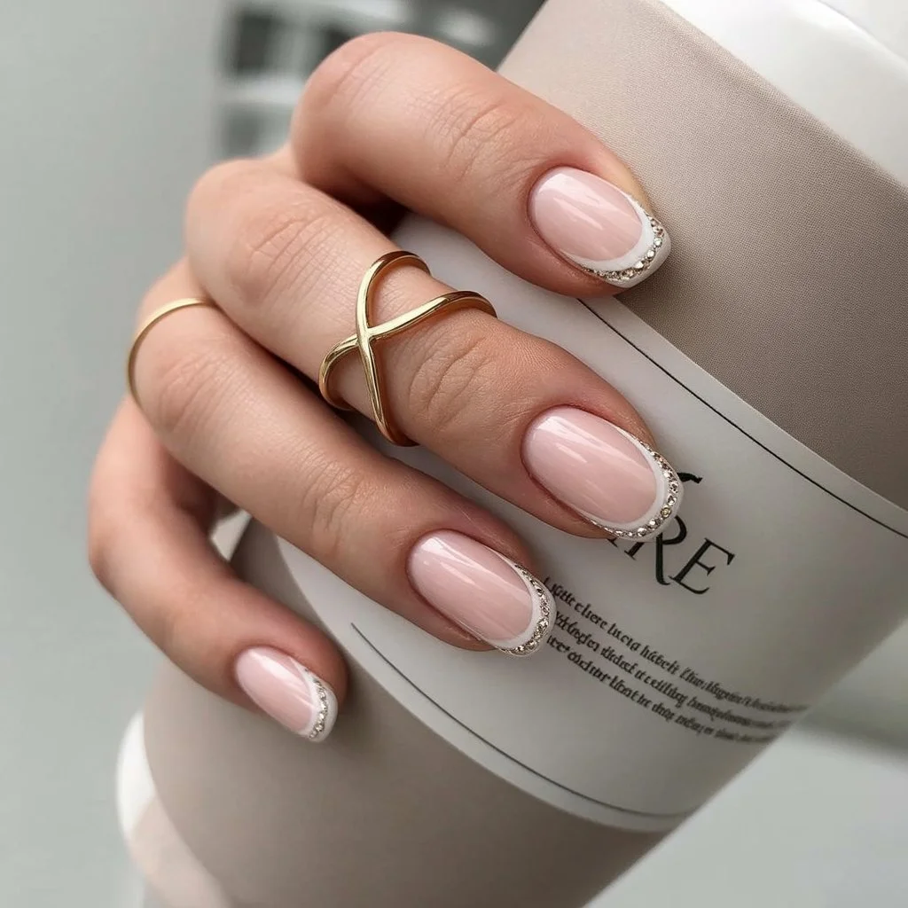 summer french tip nails 2026 Minimal Crystal French Tips With Quiet Luxury Vibes