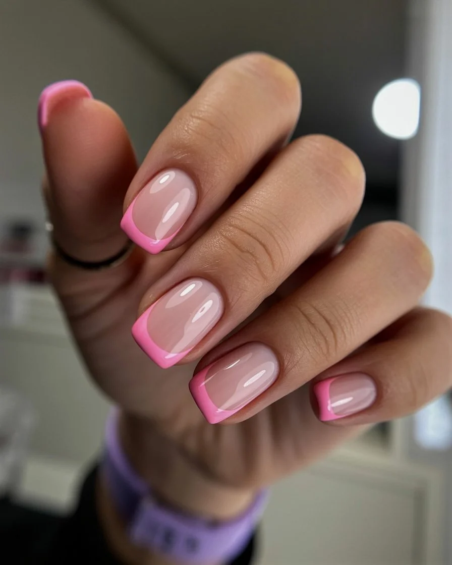 summer french tip nails 2026 Soft Bubblegum Pink French Tips For Everyday Summer Glow