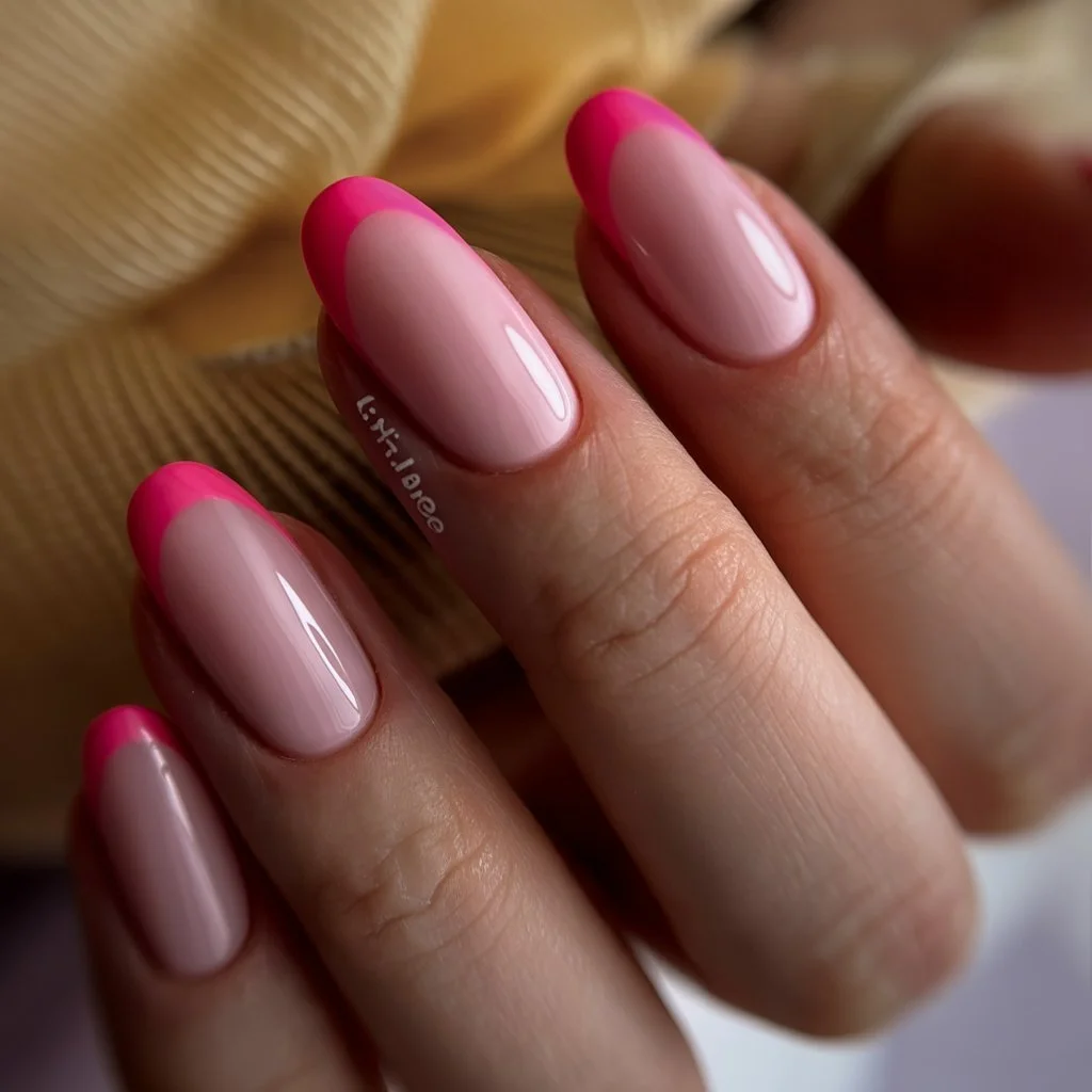 summer french tip nails 2026 Hot Pink French Tips With Bold Minimalist Contrast