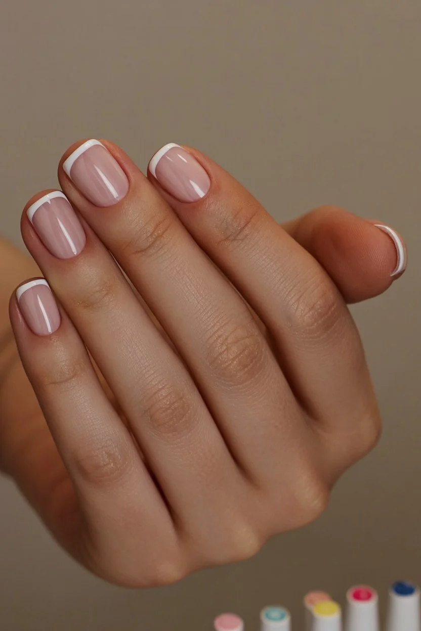 summer french tip nails 2026 Classic White French Tips With Clean Summer Simplicity
