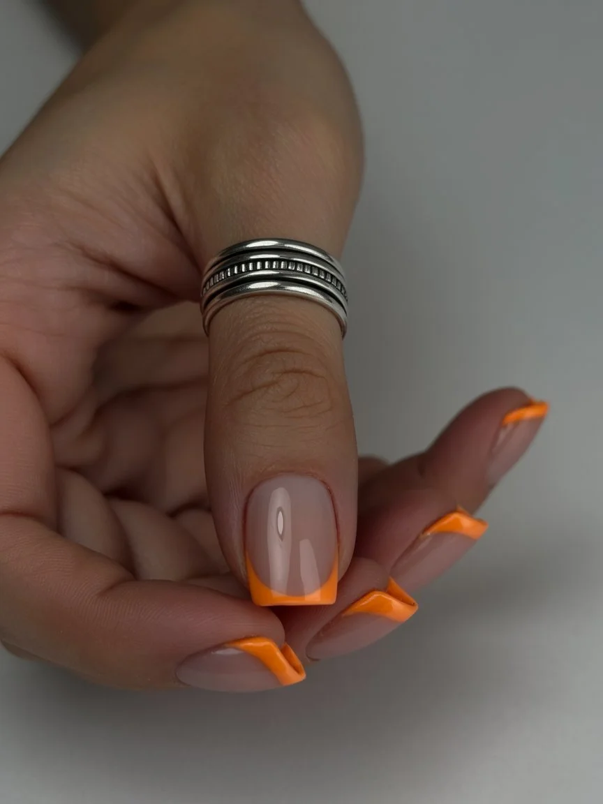 summer french tip nails 2026 Bold Orange French Tips For Endless Sunset Vibes