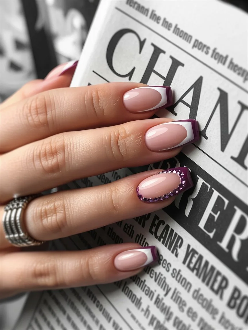 summer gel nails 2026 Berry French Elegance With a Modern Twist