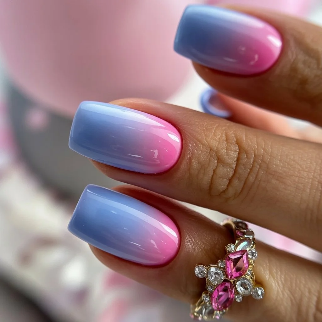 summer gel nails 2026 Cotton Candy Ombre For Dreamy Summer Nights