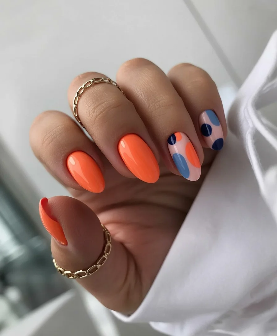 summer gel nails 2026 Sunny Pop Art Almond Nails