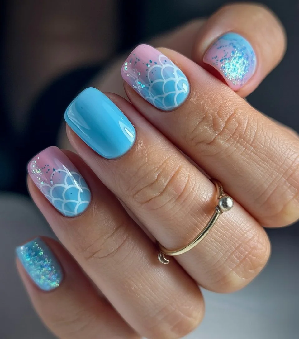 summer gel nails 2026 Mermaid Glow For Ocean Inspired Nails