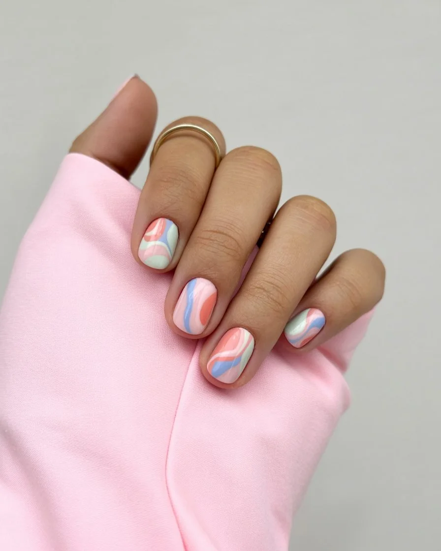 summer gel nails 2026 Soft Pastel Waves For Easy Everyday Summer Style