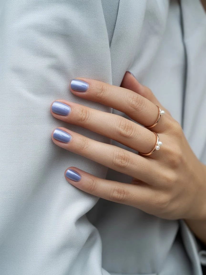 summer gel nails short simple 2026 Cool Lavender Chrome Nails With A Minimalist Finish