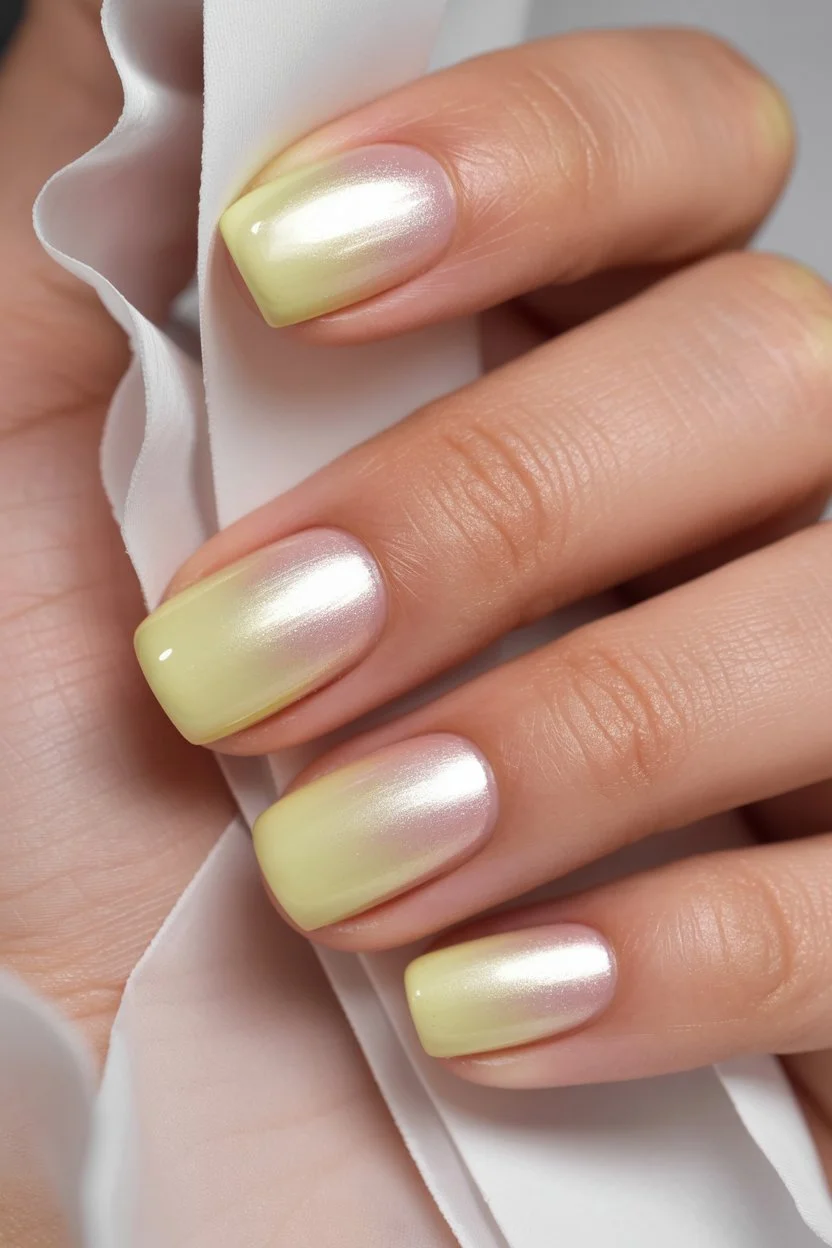 summer manicure color ideas 2026 Pearl Lemon Glow For Quiet Luxury Summer