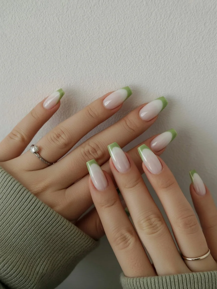 summer manicure color ideas 2026 Pistachio French Tips For Fresh Summer Minimalism