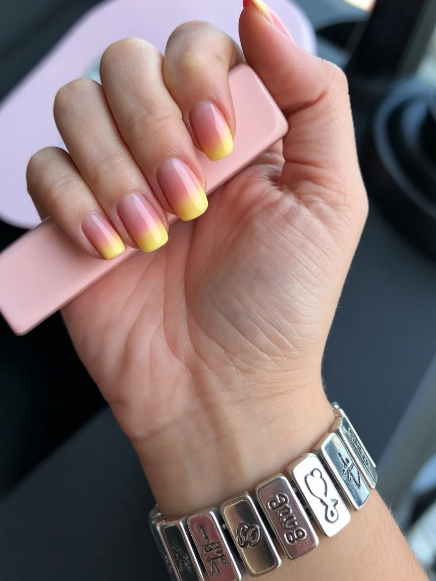 summer manicure color ideas 2026 Sunrise Ombre Tips For Slow Summer Mornings