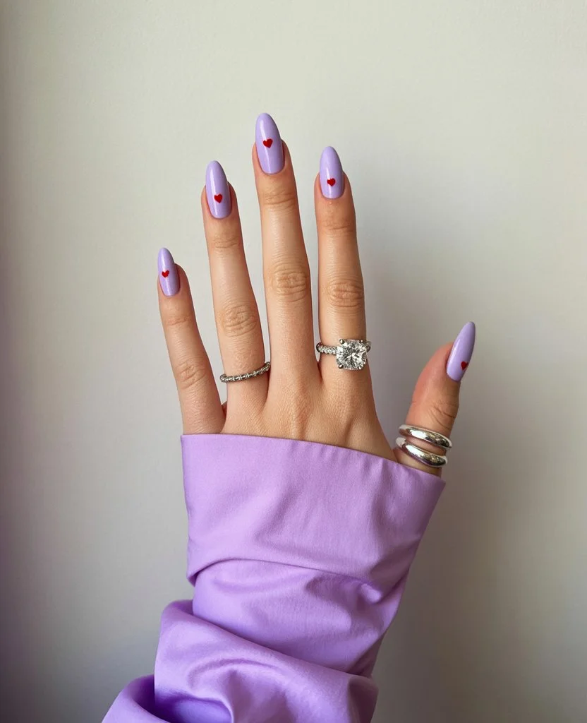 summer manicure color ideas 2026 Lavender Hearts For The Soft Girl Summer Era
