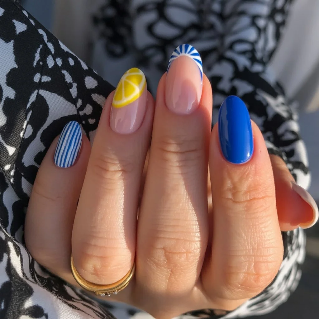 summer nail art 2026 Blue Citrus Nails Made for European Summer Mood