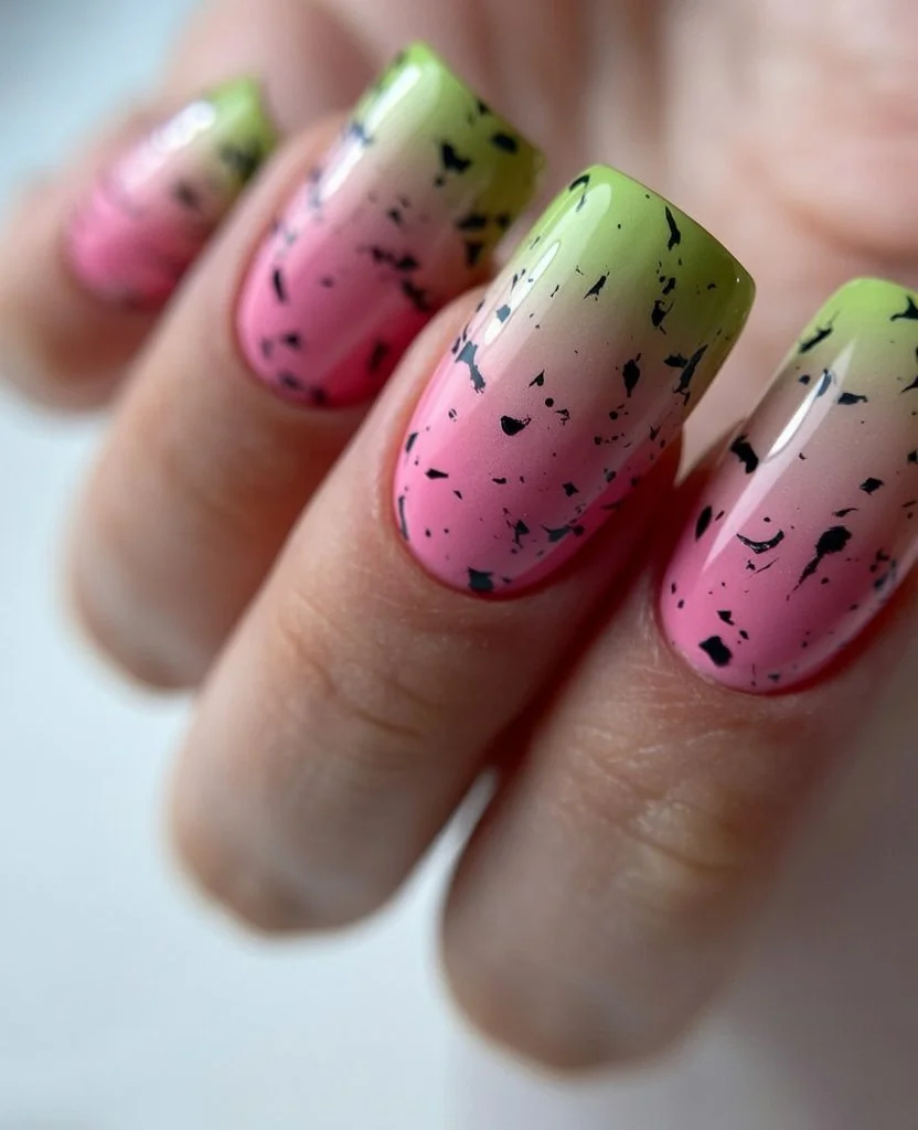 summer nail art 2026 Watermelon Fade Nails with Playful Summer Attitude