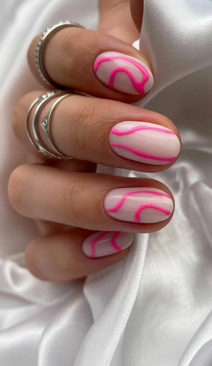 Summer nail art ideas 2026 Simple Pink Lines For Minimal Summer Girls