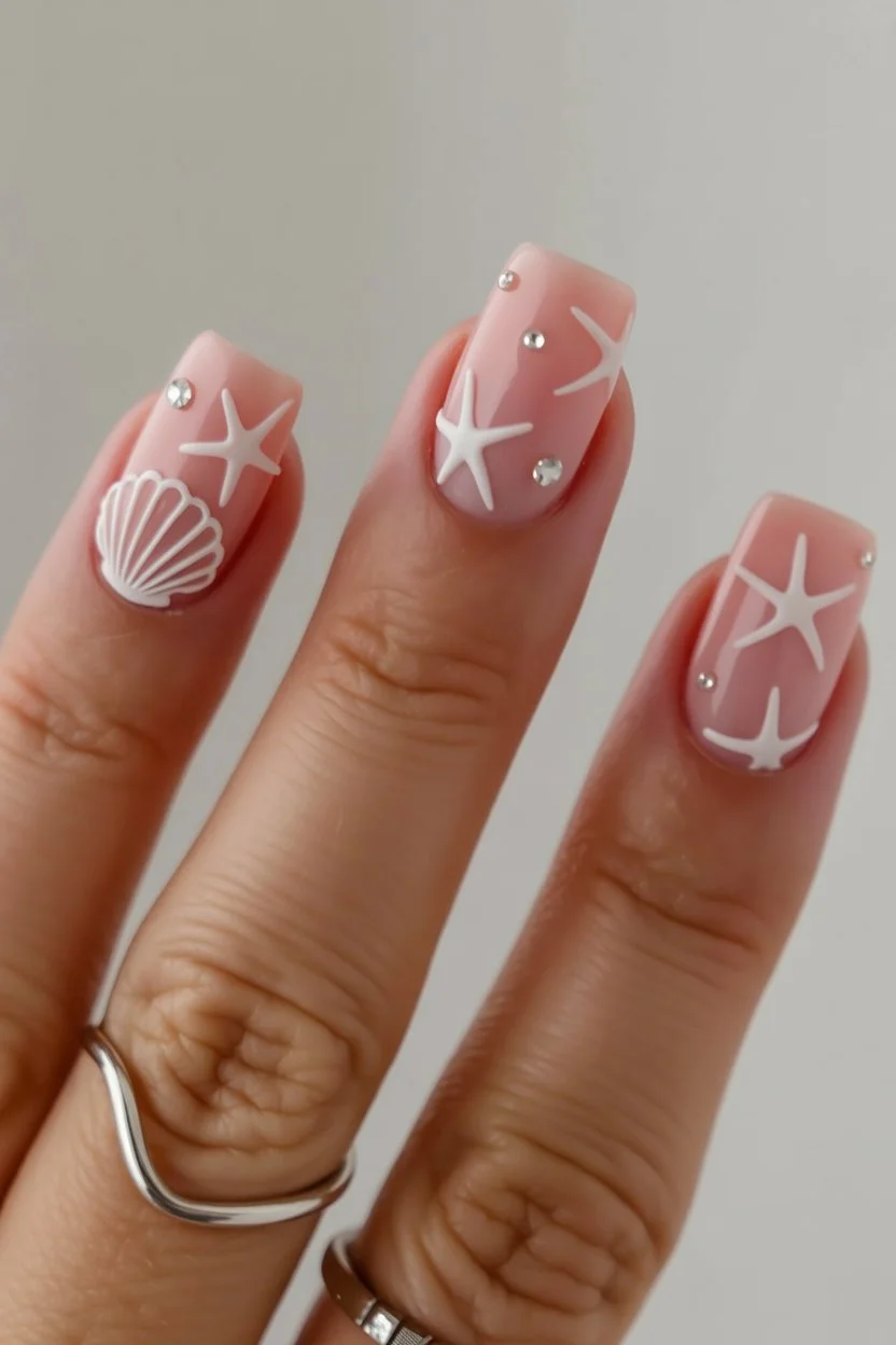 Summer nail art ideas 2026 Soft Seashell Nails With Quiet Coastal Energy