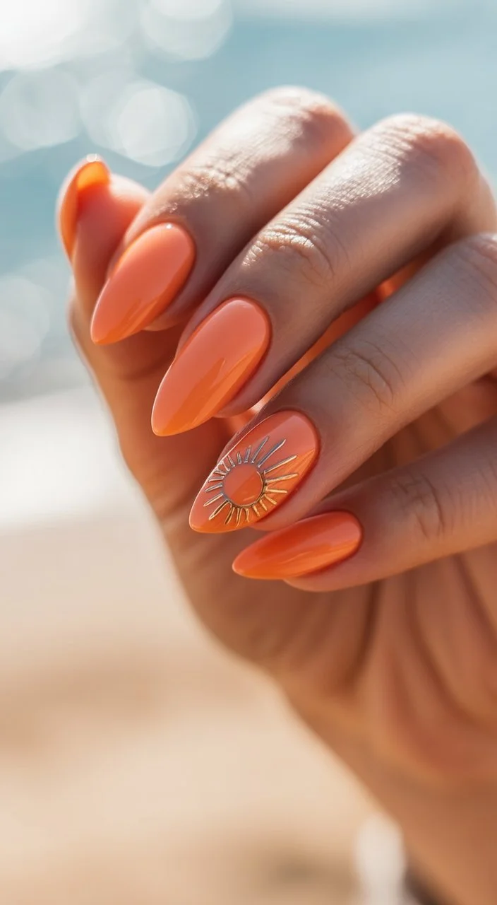 Summer nail art ideas 2026 Sunset Orange Nails That Feel Like Golden Hour