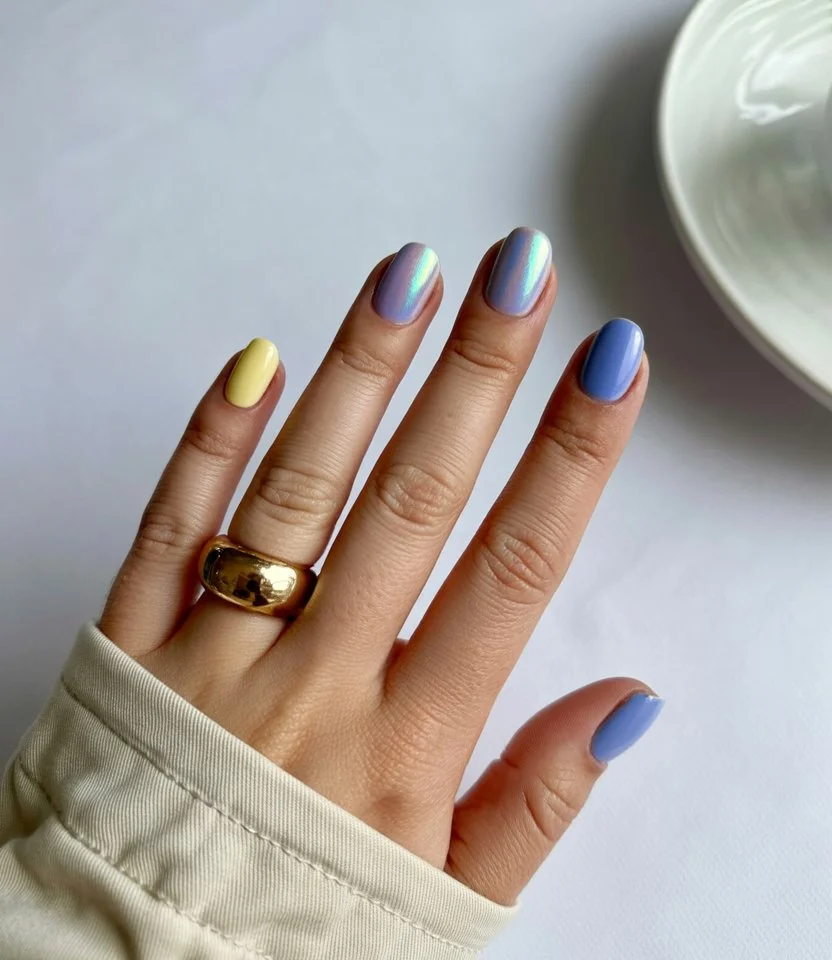 summer nail colors 2026 Pastel Rainbow Shades with a Touch of Summer Magic