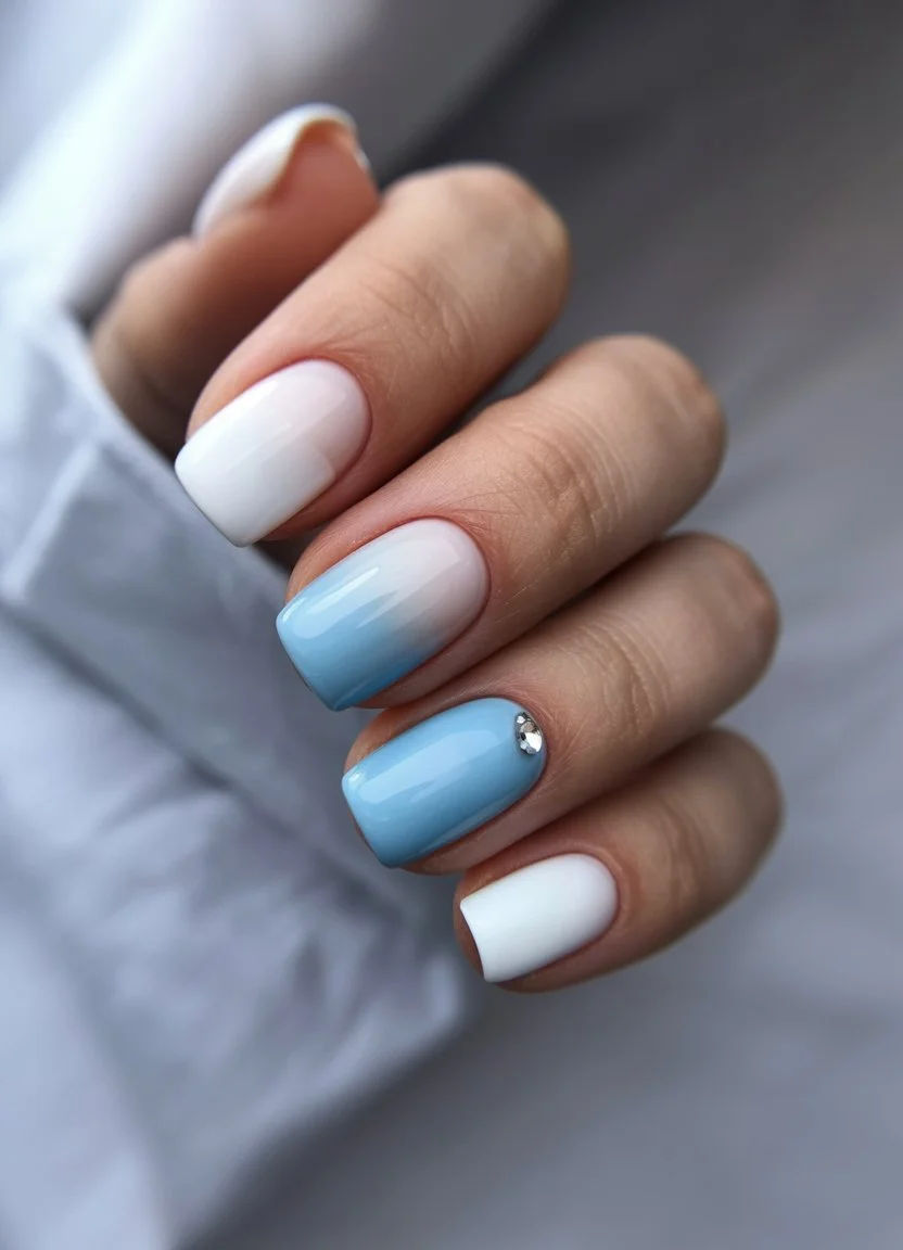 summer nail colors 2026 Cool Blue Ombre That Feels Like Ocean Air
