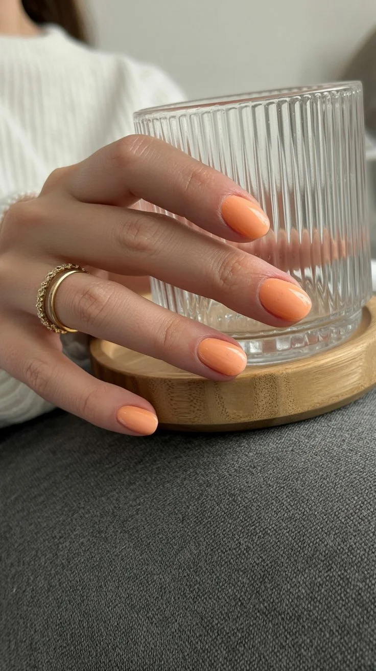 summer nail colours 2026 Soft Peach Nails For Warm Minimalist Summer Looks