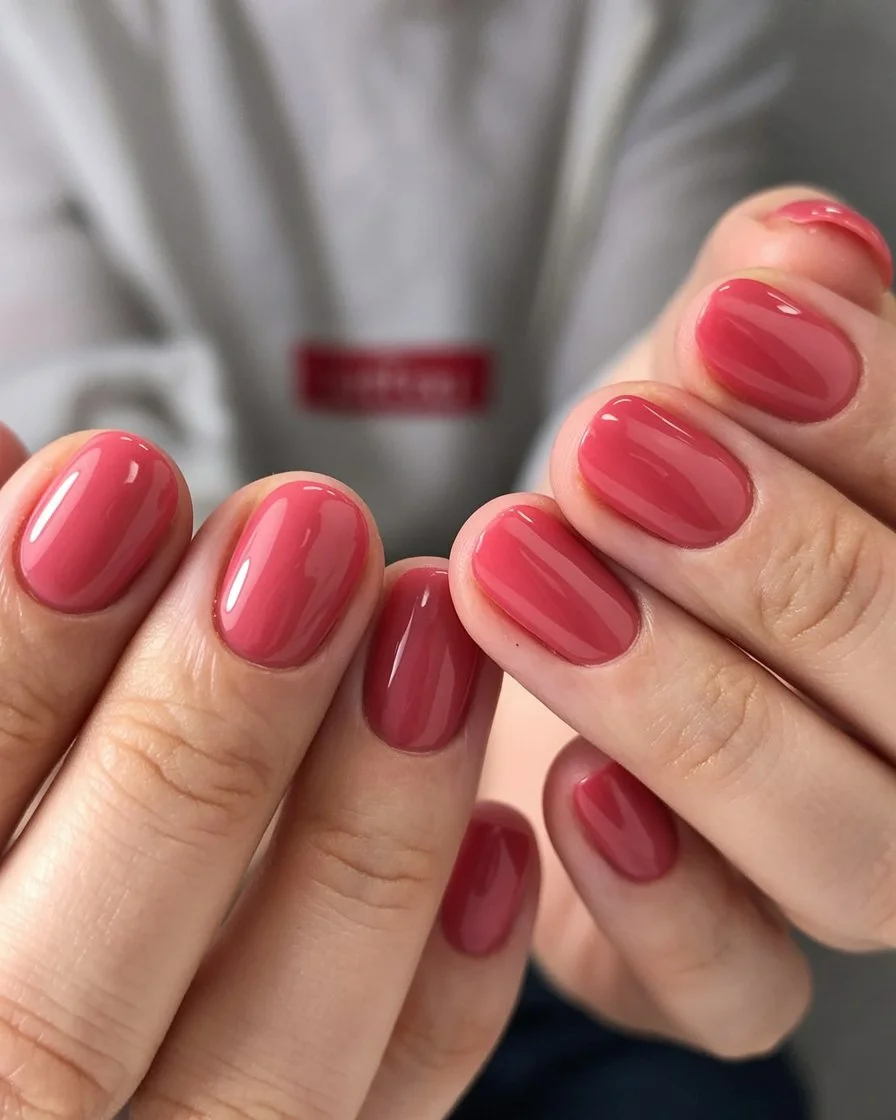 summer nail colours 2026 Glossy Watermelon Pink Nails For The Ultimate Summer Mood
