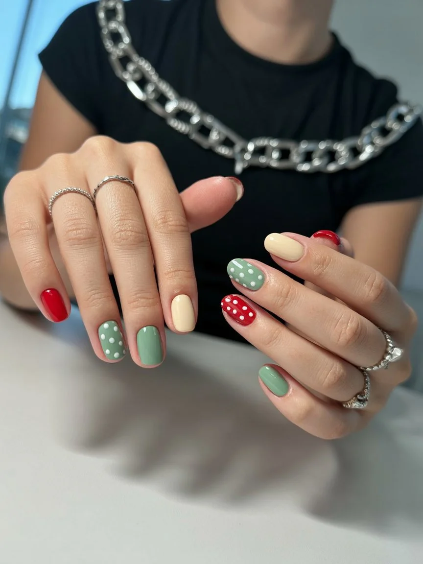 summer nail colours 2026 Retro Polka Dot Nails With Playful Summer Charm