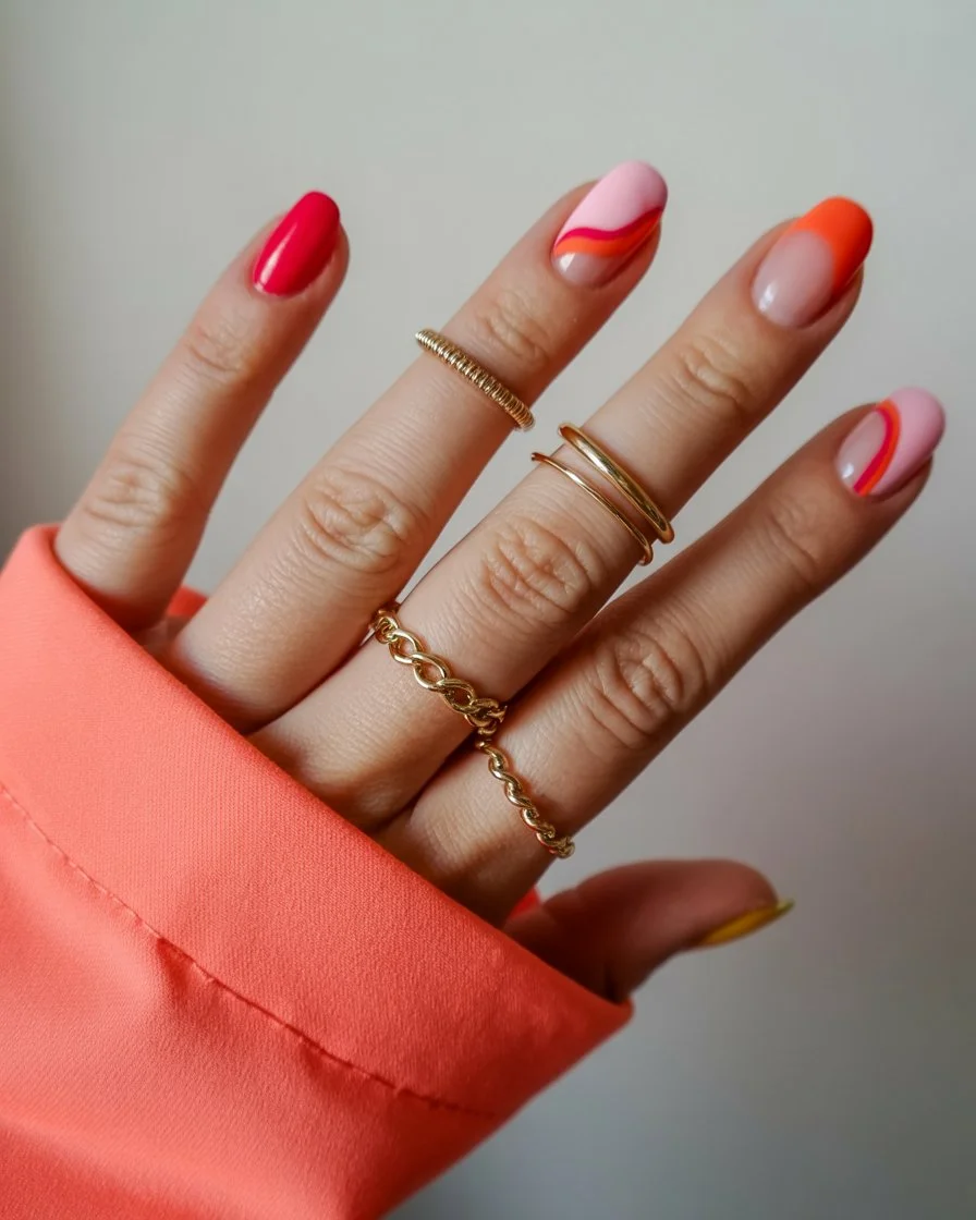 summer nail inspo 2026 Retro Sunset Waves For Endless Summer Days